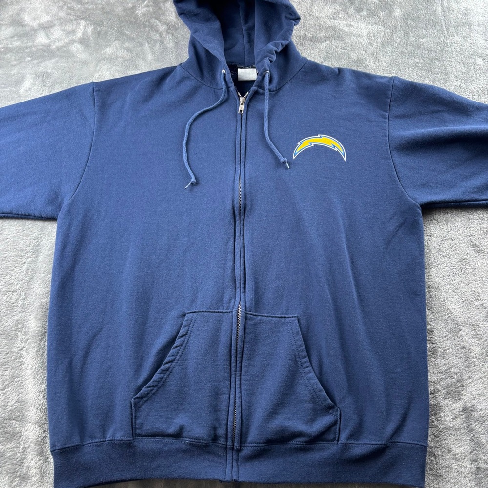 NFL Chargers Full Zip Hoodie Size Large Navy Blue Mens Gameday Fleece Sweatshirt - Picture 3 of 9